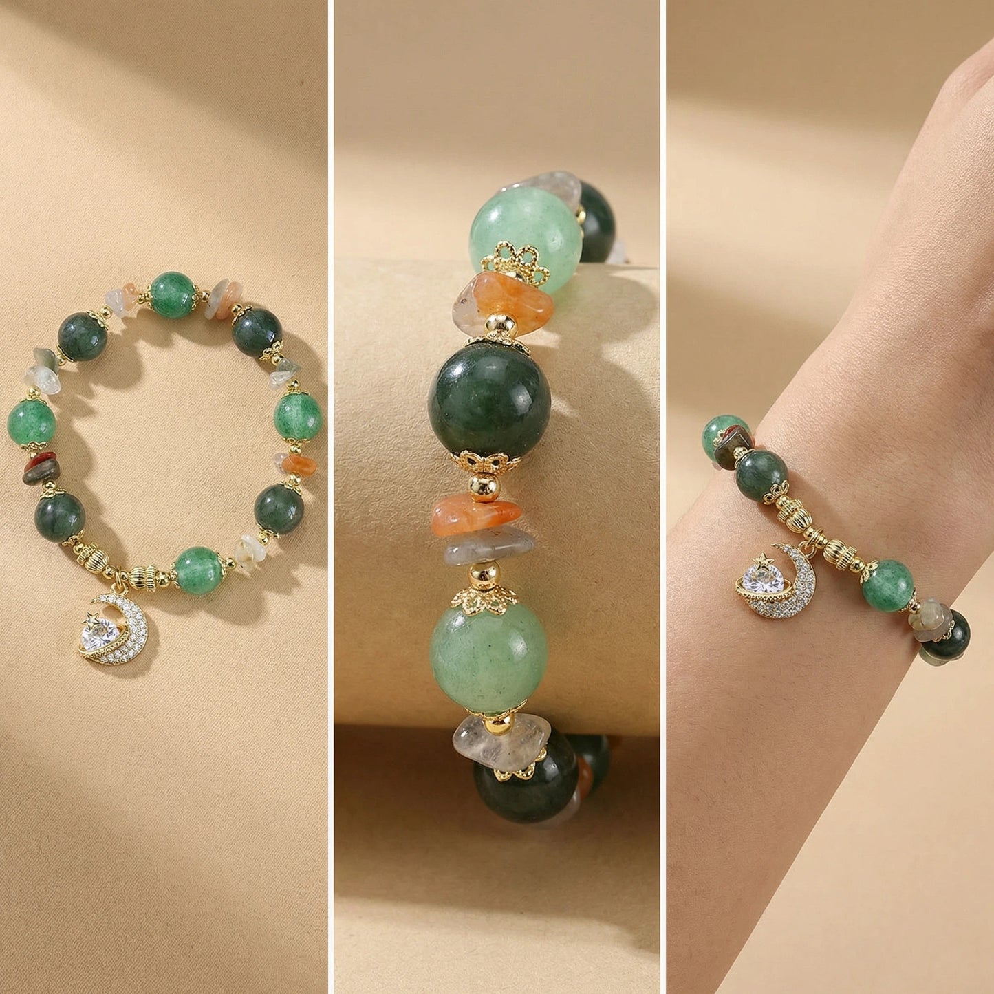 Forest Abundance Bracelet - Aventurine and Moss Agate for Attracting Wealth and Growth