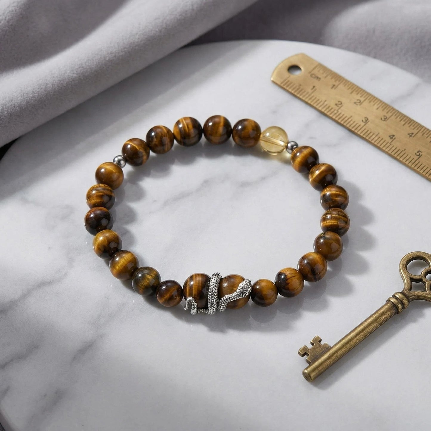 Tiger's Eye Guardian Snake Bracelet