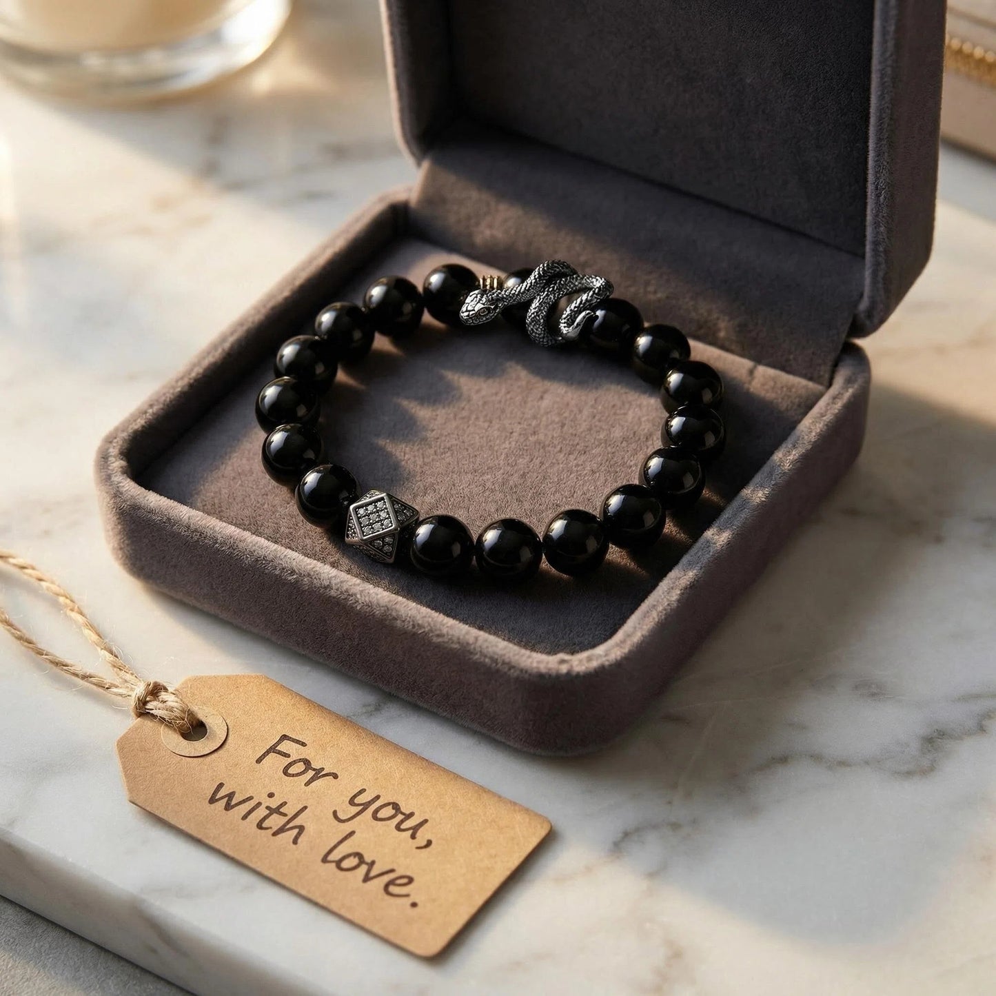 Obsidian Guardian Snake Bracelet