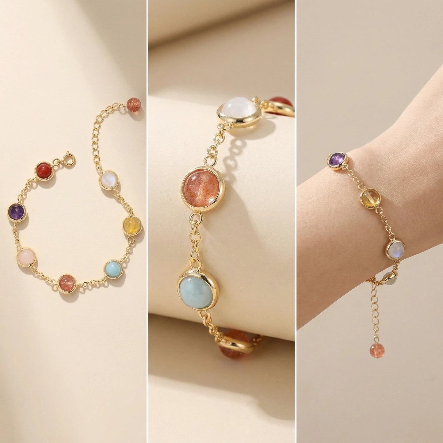 Aurora Chakra Bracelet 🌈 Aurora Chakra Bracelet – Balancing the energy of seven colored gemstones for spiritual harmony