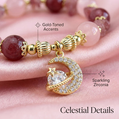 Cosmic Heart Bloom Bracelet - Strawberry Quartz and Rose Quartz to Awaken Love and Attraction