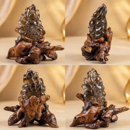 Amber Shadow Fox – Smoky Quartz Edition / Amber Shadow Fox Guardian Statue - Smoky Quartz Edition 🦊
