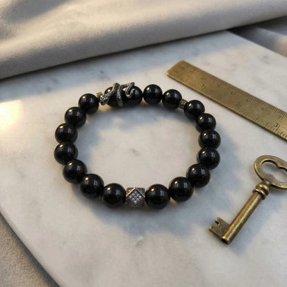 Obsidian Guardian Snake Bracelet