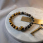 Tiger's Eye and Silver Sheen Obsidian Protection Bracelet