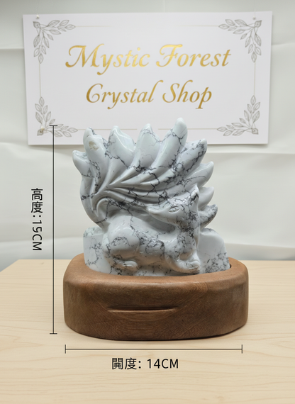 Moonveil Spirit Fox – White Turquoise Edition: Moonveil Spirit Fox Guardian Statue in White Turquoise 🦊