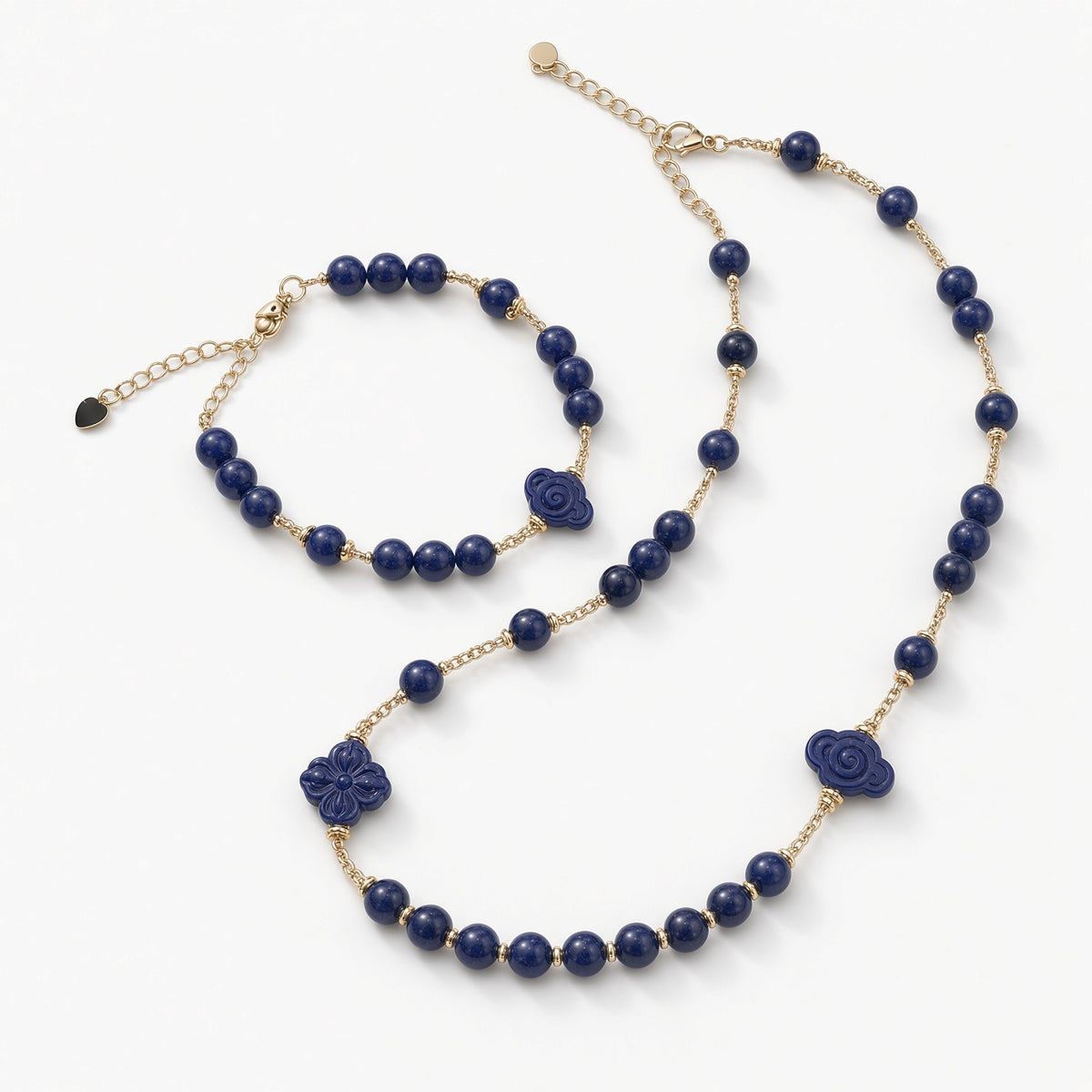 Natural Lapis Lazuli Necklace & Bracelet Set